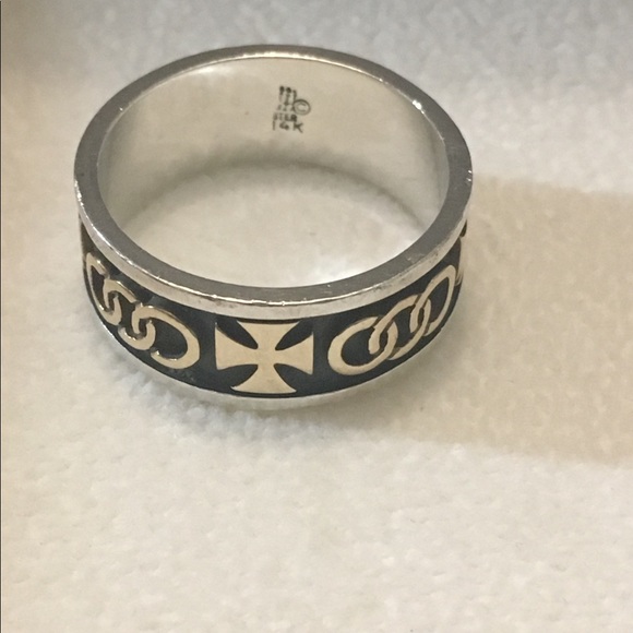 SOLD Retired James Avery sterling/14k Cross ring - Picture 2 of 3